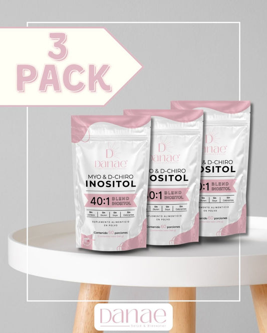 Danae | Myo & D-Chiro Inositol mezcla ideal 40:1, para Mujeres (246g c/u), 3 pack 180 días de duración.