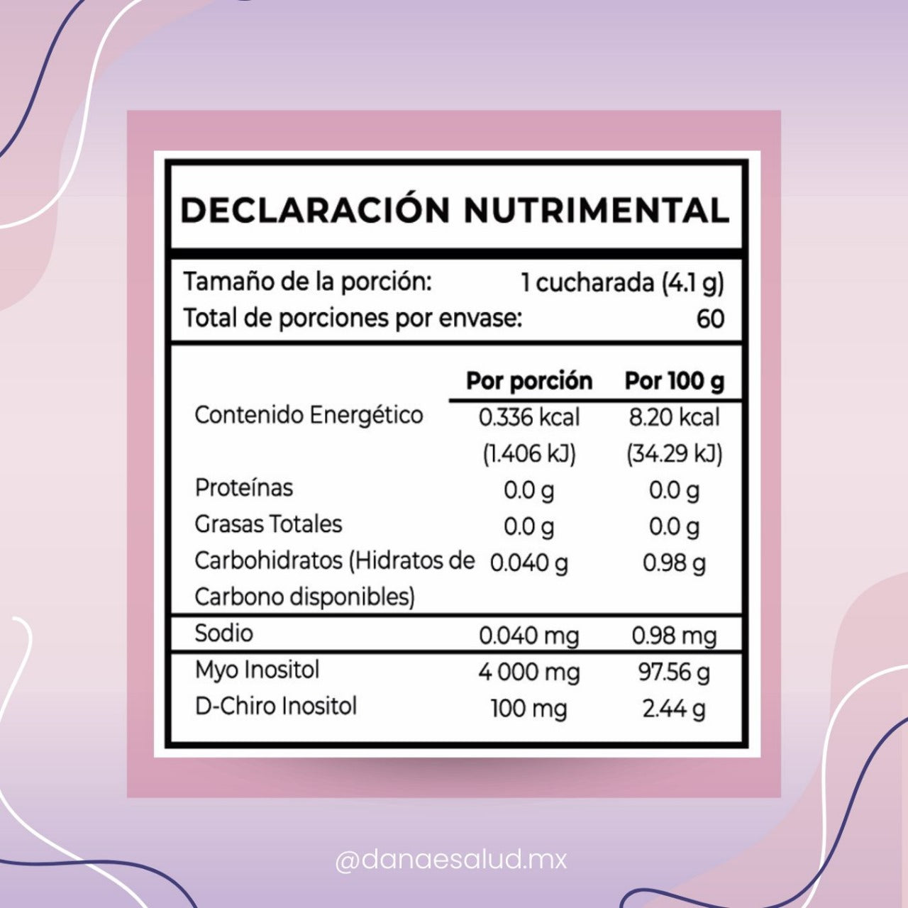Danae | Myo & D-Chiro Inositol mezcla ideal 40:1, para Mujeres (246 g c/u), 60 días de duración.